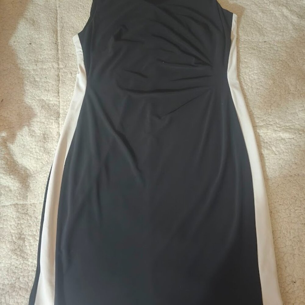 Women’s Professional Sleeveless Work Dress | Size Large | Black & White